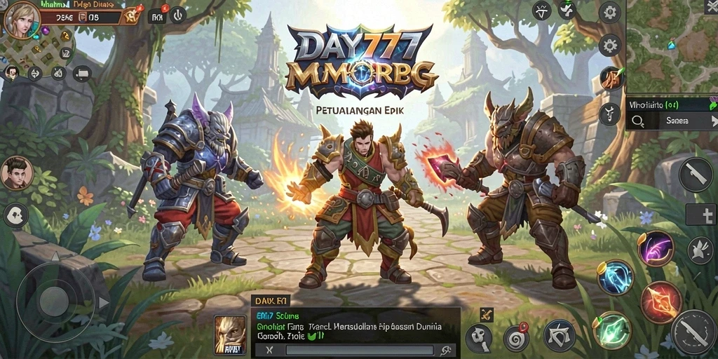 Screenshot gameplay DAY777 menampilkan aksi seru dalam pertempuran MMORPG.