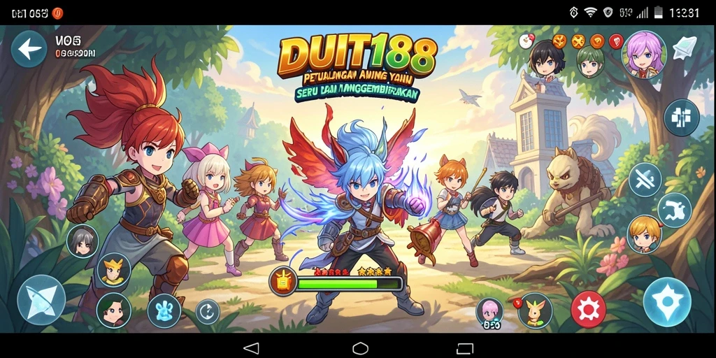 Tangkapan layar gameplay DUIT188 yang menampilkan karakter Anime yang penuh aksi.