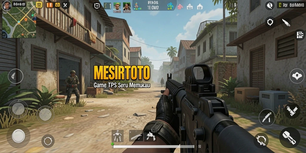 Tampilan gameplay seru MESIRTOTO dalam pertempuran TPS.