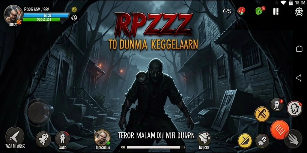 Tangkapan layar gameplay RPZZZ menampilkan suasana Horror yang mencekam.