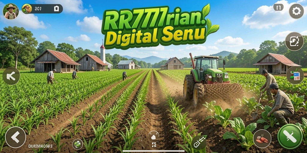 Screenshot gameplay RR777 yang menunjukkan aktivitas bertani yang menyenangkan.