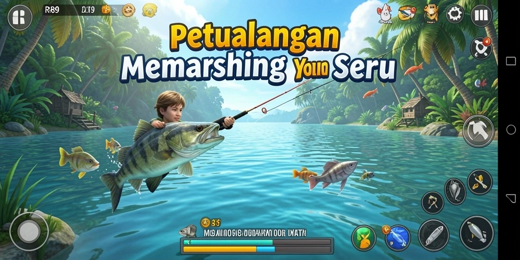Tangkapan ikan yang memukau dalam RR89 selama gameplay Fishing.