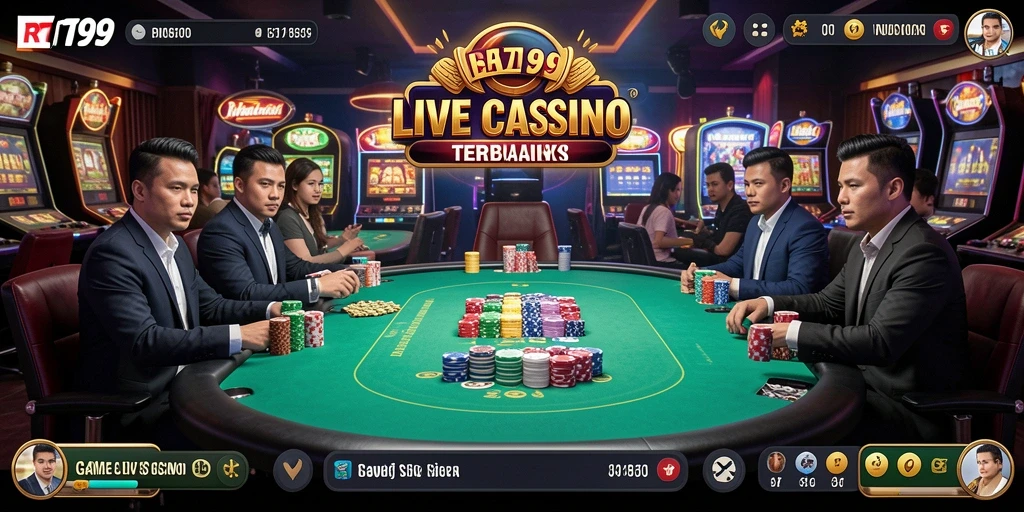 Screenshot dari gameplay RT99 menampilkan suasana Live Casino yang menarik.