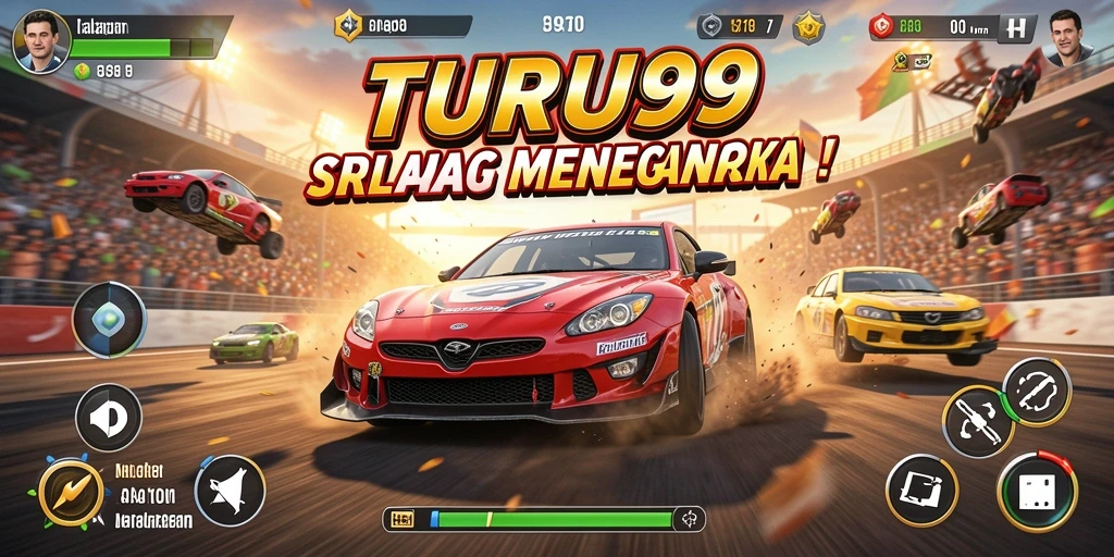 Screenshot utama TURU99 menampilkan aksi balapan yang cepat dan mendebarkan.